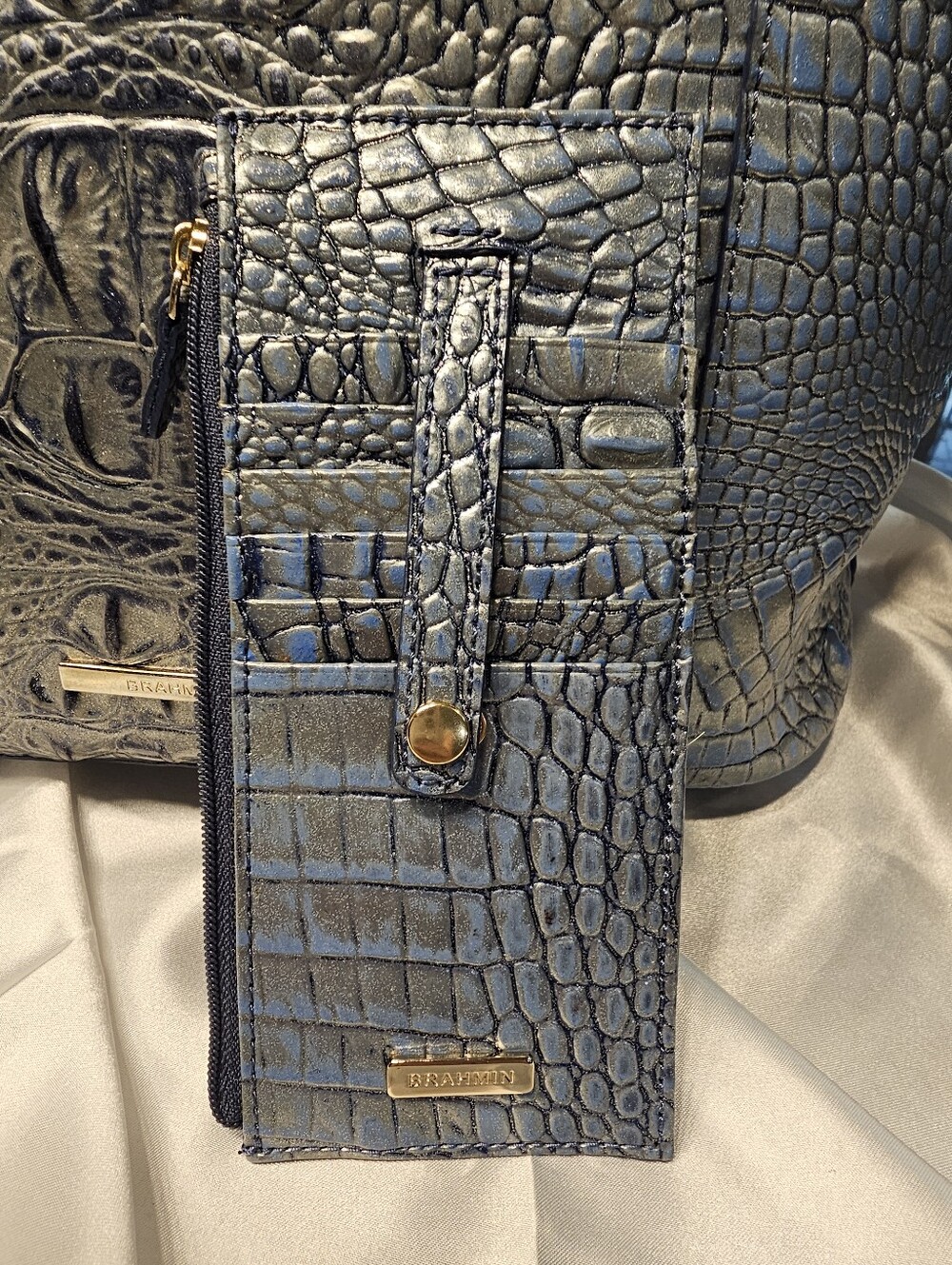 Brahmin Large Abigail Tote & Matching Slim Card Wallet Serenity Ombre Melbourne - Picture 8 of 13